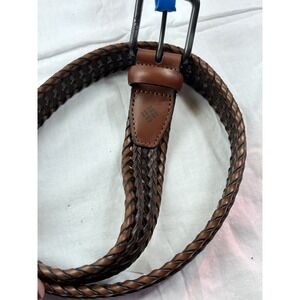 Columbia Two Tone Brown Black Braid Style Belt Mens Small 30-32 Leather Trim New
